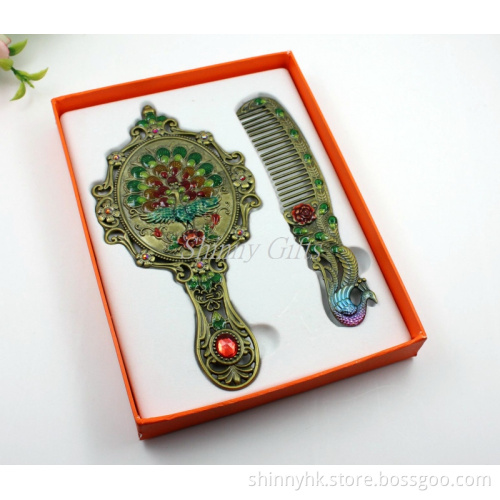 Shinny Gifts Enamel Phoenix Design Metal Compact Mirror Cheap Wedding Gifts